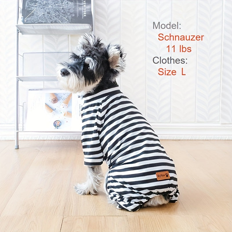 Year-Round Cozy Knit Pajamas for Small Dogs & Cats - Easy Pullover, Stretch Comfort, Stylish Stripes Good Vibrations