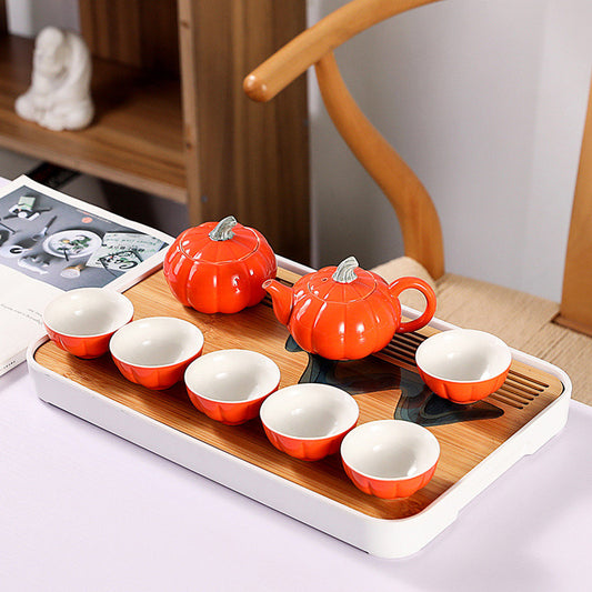 Unique Pumpkin Tea Set With Gift Box - Perfect For Thanksgiving, Mother'S Day & Father'S Day - Ideal For Parents, Teachers & Friends Good Vibrations