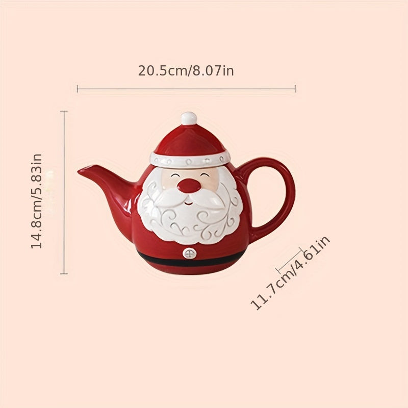 Santa Claus Ceramic Tea Set with Teapot and Cup, European Style Christmas Coffee Cup and Saucer Set, Creative Gift Relief Teapot Afternoon Tea Set, Christmas gift, Halloween gift Good Vibrations