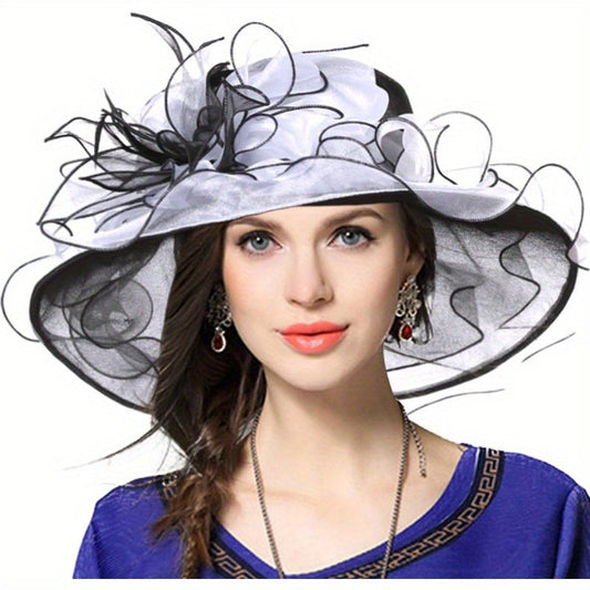 Kentucky Church Derby Hat Wide Brim Flounce Cocktail Tea Party Bridal Dress Hats Vintage Head Decoration Good Vibrations