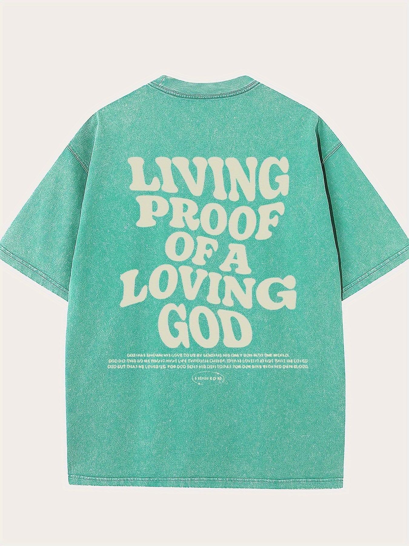 Living proof of a loving god, washed to make old T-shirts, 100% cotton casual Faith Collection Good Vibrations