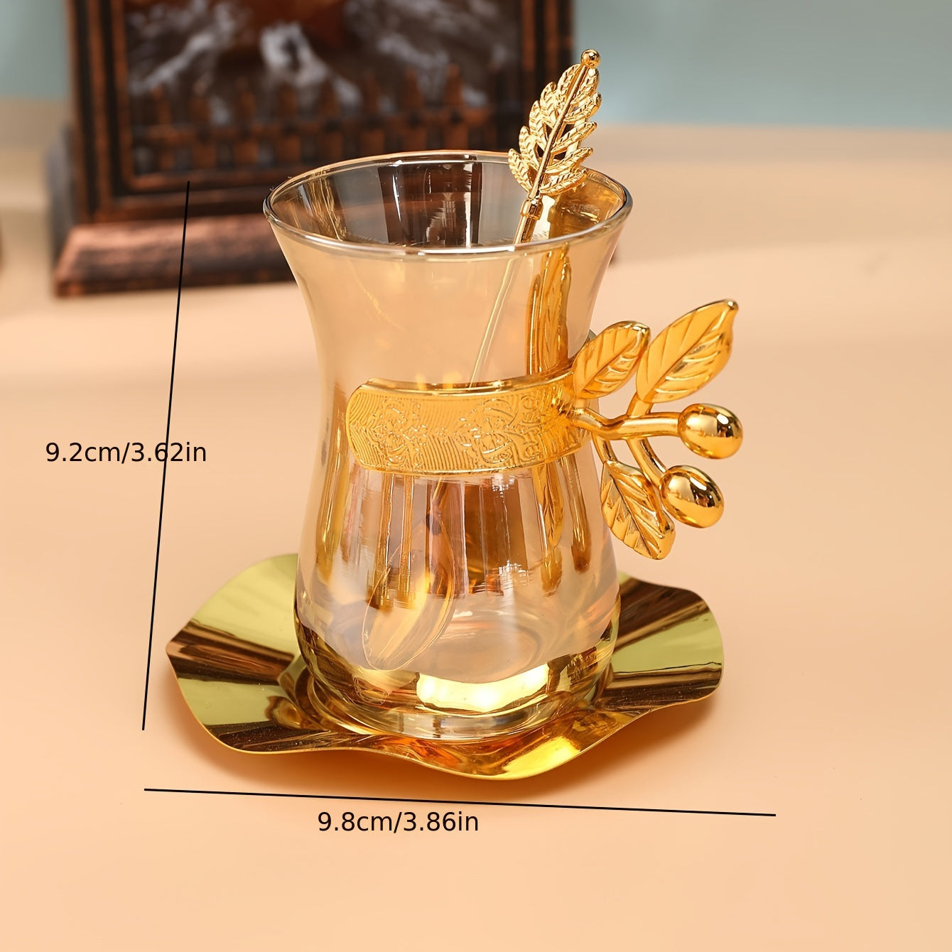 6 Sets Golden Vintage Teacups and Saucers - Handmade Turkish Tea Water Serving Set with European Style Design - Perfect for Breakfast, Tea Party, Afternoon Tea, Home, Garden, Restaurant, and as Gifts Good Vibrations