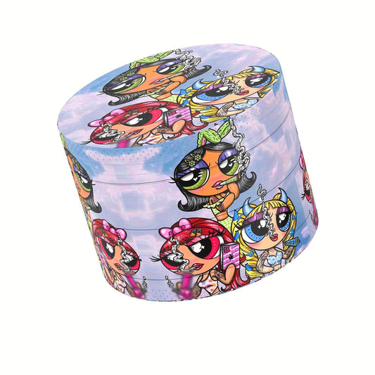 4-Layer Compact Cartoon-Themed Zinc Alloy Spice Grinder, 50mm Diameter - Easy Twist, Detachable Design for Effortless Grinding, Perfect Gift Idea Good Vibrations