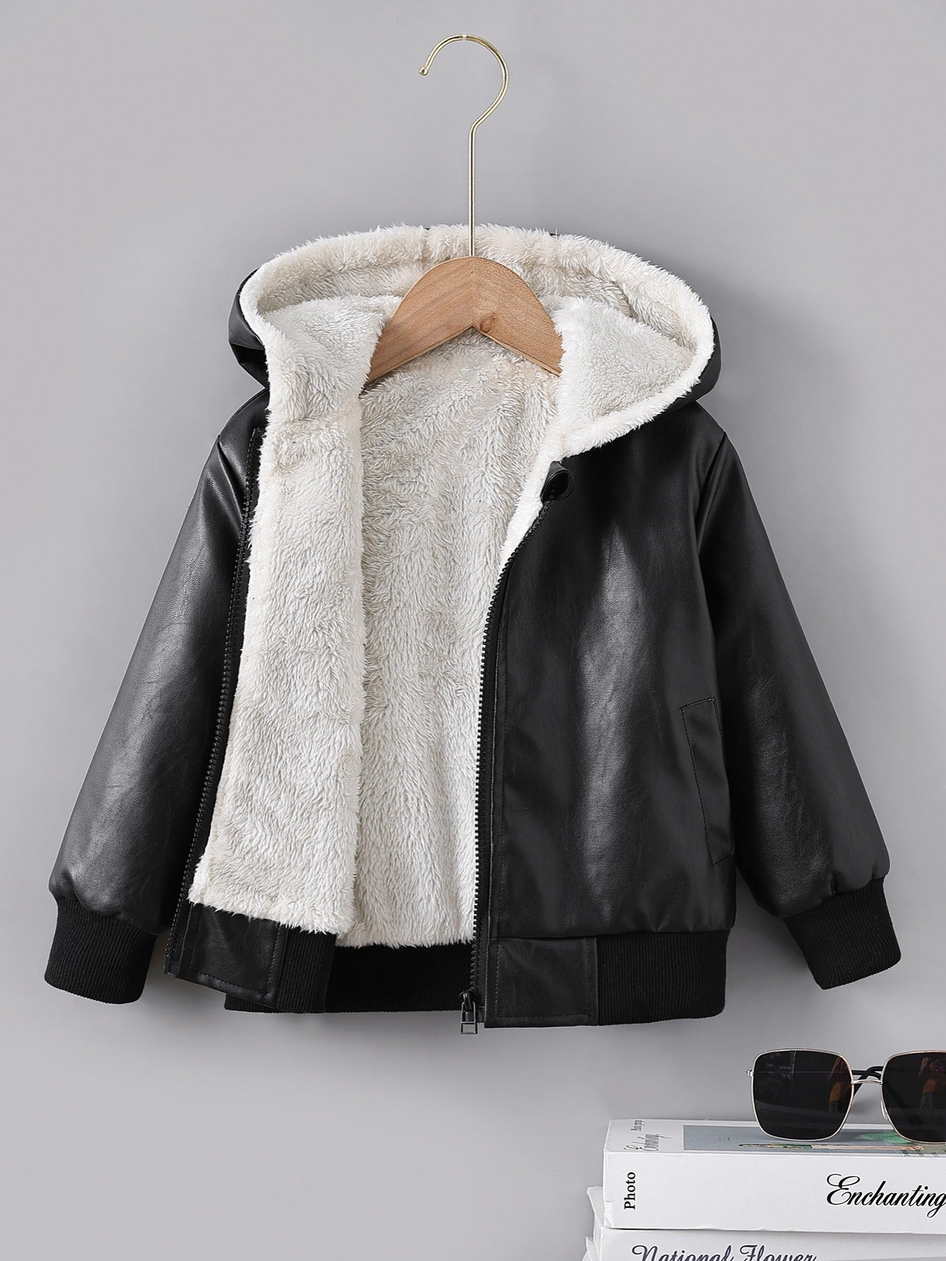 Boys' Comfortable Fleece-Lined Zip Jacket for Autumn And Winter, Thickened And Warm, New Korean-Style Motorcycle Jacket for Fall And Winter 2024. Good Vibrations