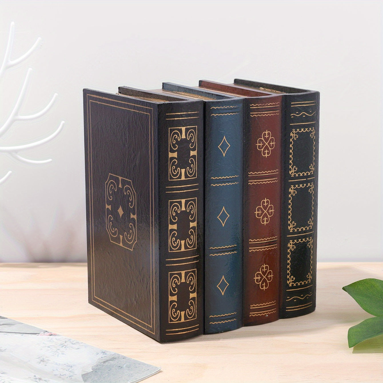 1pc Classic Book Shape Box, Painted Retro Wooden Storage Box, Desktop Handicraft Decoration, Jewelry Box, Gift Box Art Supplies Good Vibrations