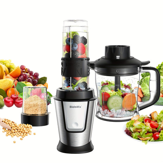 BioloMix 700W High-Speed Blender - 3-in-1 Smoothie Maker, Food Processor & Grinder Good Vibrations