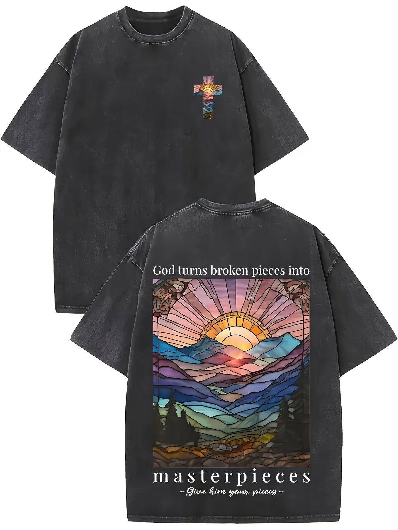 God Turned Shattered Fragments Into Masterpieces, Printed, Washed, And Made Old T-shirts, 100% Cotton Faith Collection Good Vibrations
