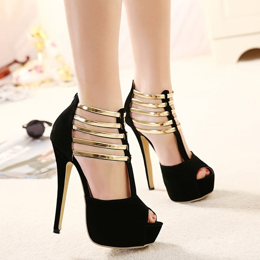Women's Stiletto High Heels, Ankle T-strap Platform Peep Toe Pumps, Party & Dress Heels Good Vibrations