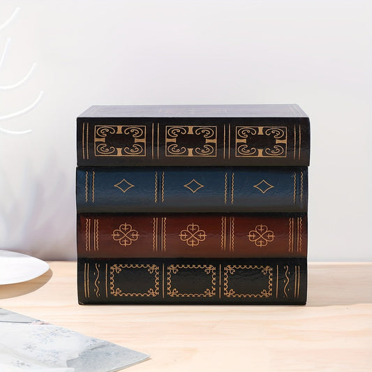 1pc Classic Book Shape Box, Painted Retro Wooden Storage Box, Desktop Handicraft Decoration, Jewelry Box, Gift Box Art Supplies Good Vibrations
