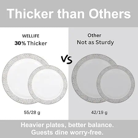 175Pcs Silver Dinnerware Sets, Lude:25 Dinner Plates, 25 Dessert Plates, 25 Paper Napkins, 25 Cups, 75 Silver Silverware Set Good Vibrations