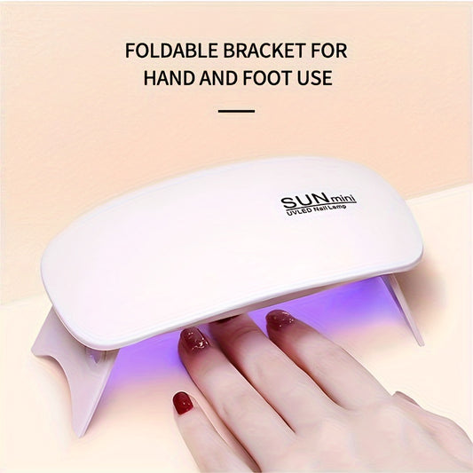 SUNmini UV LED Nail Lamp, Portable Mini Mouse-Shaped Gel Polish Curing Light with Foldable Bracket, USB Powered, Unscented - Hand & Foot Nail Dryer with No Battery Good Vibrations