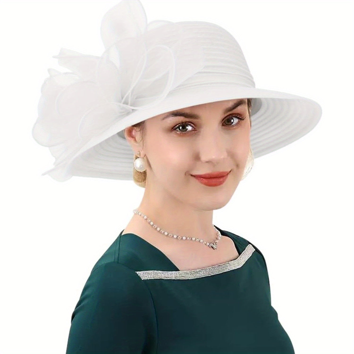 Women Lightweight Breathable Derby Church Dress Cloche Bowler Hats Cocktail Tea Party Wedding Bridal Hat with Bow Knot Good Vibrations