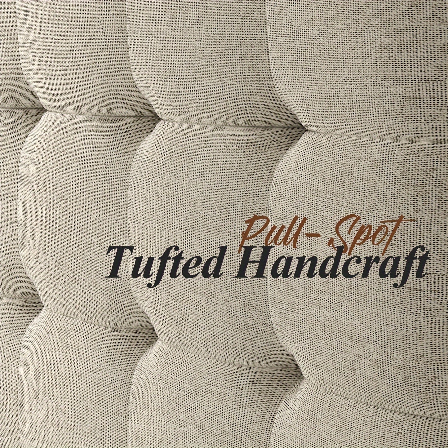 PaPaJet Wood Platform Bed Frame Upholstered Tufted Headboard/Solid Wood Bed No Box Spring Needed Good Vibrations