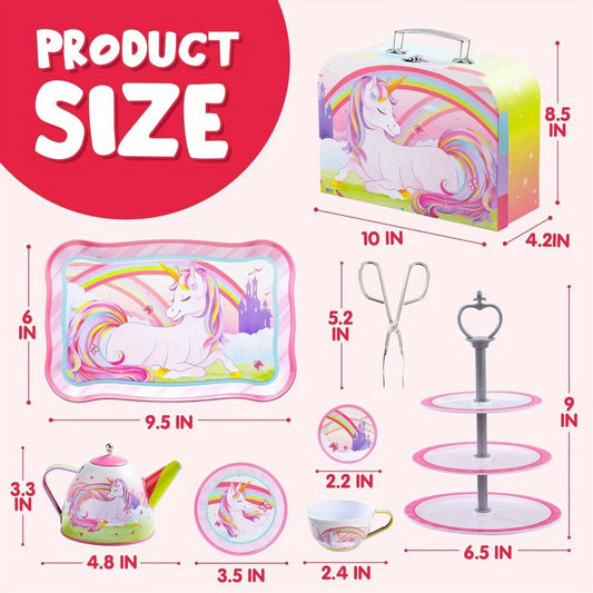 35pcs Unicorn Tea Party Set for Little Girls, Pretend Tin Teapot Set, Princess Tea Time Play Kitchen Toy with Dessert, Doughnut, Carrying Case for Birthday Easter Gifts Youngsters Youngsters Age 3 4 5 6, SYNCFUN Good Vibrations