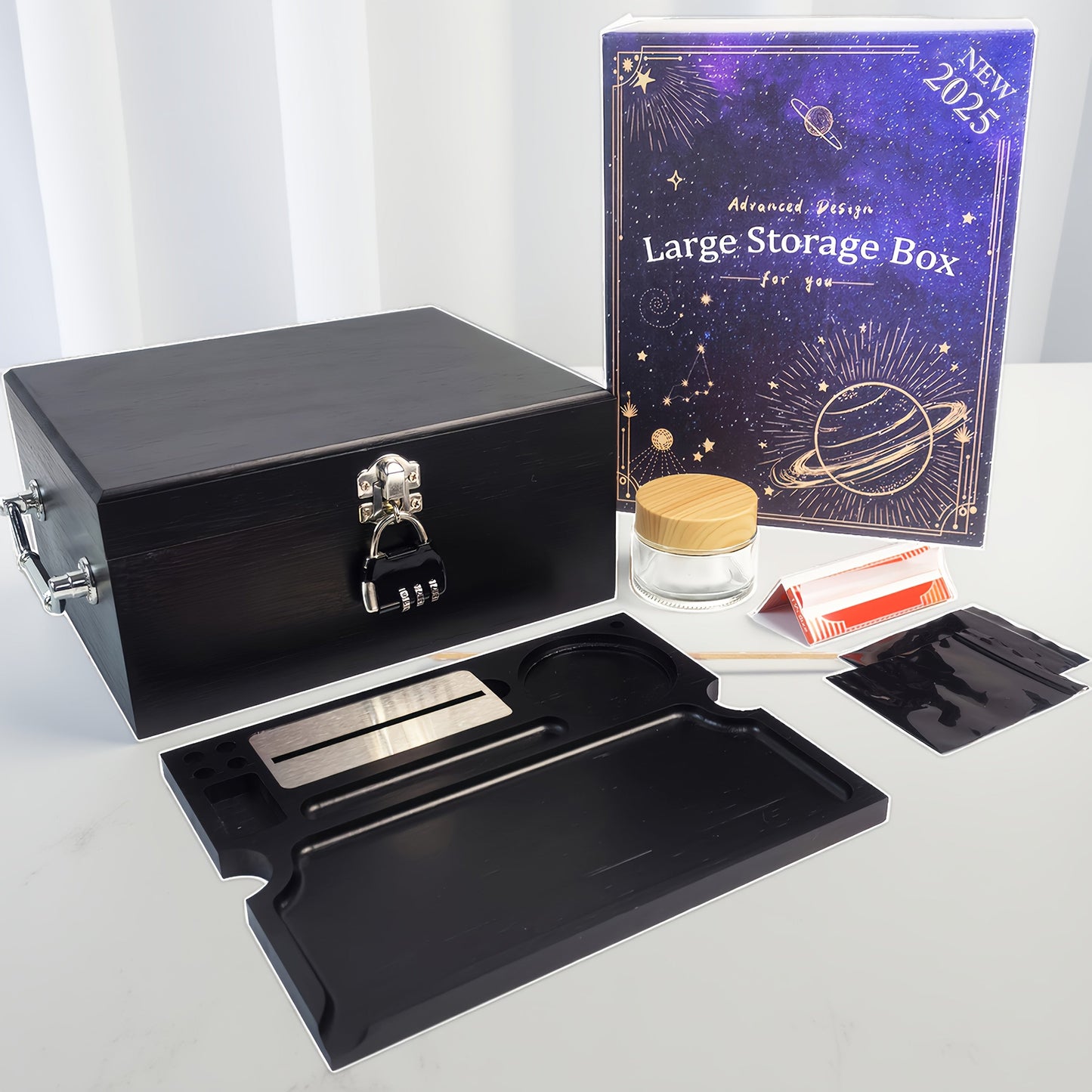 Decorative Stash Box Jewelry Chest - Combination Lock, Rolling Tray, Home Storage Organizer With Secure And Stylish Design For Valuables Halloween Christmas Gift Good Vibrations Adult Super Store