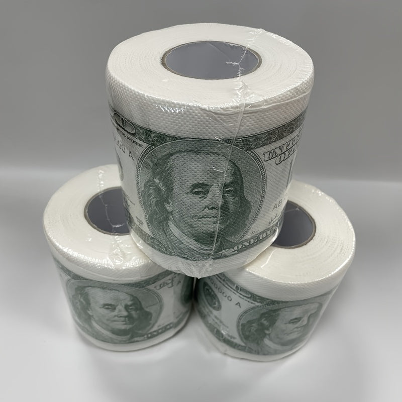 1 Roll of Whimsical $100 Bill Printed Toilet Paper - Multifold, Wood Pulp Material, Continuous Roll, Gift for Party Decor, Home Decor, and Holiday Gift Ideas Good Vibrations