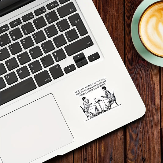 Humorous Vinyl Sticker | 'I'm Not As Mean As I Would Like to Be' Quote | Black & White Tea Party Illustration of Two Women | Sarcastic Laptop Decal for Book Lovers | Durable Matte Vinyl | Reusable Self-Adhesive for Laptops, B Good Vibrations