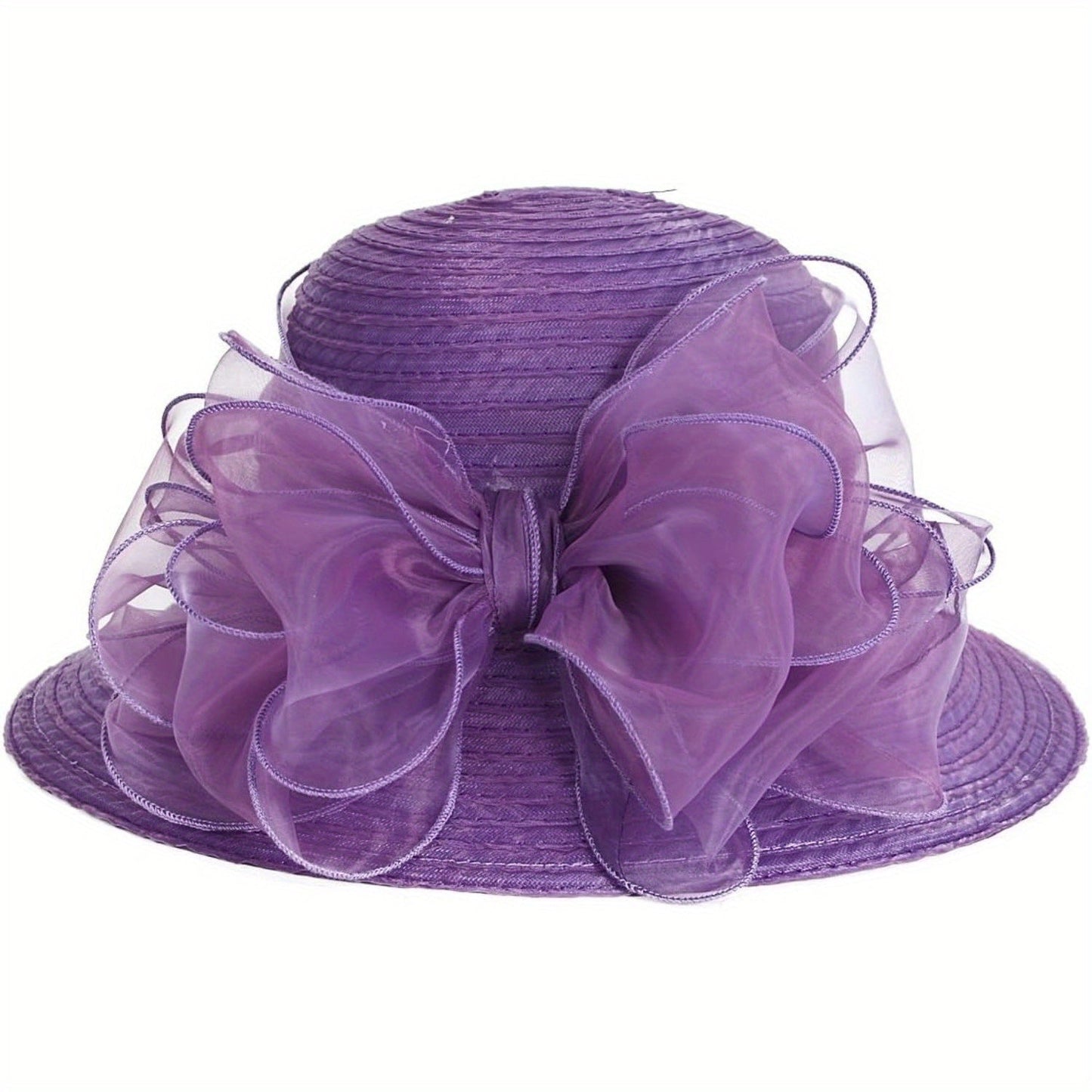 Women Lightweight Breathable Derby Church Dress Cloche Bowler Hats Cocktail Tea Party Wedding Bridal Hat with Bow Knot Good Vibrations