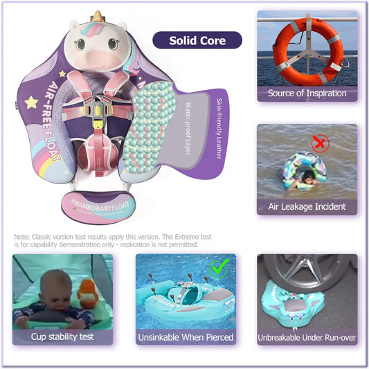 Mambobaby Float Safe Solid Core ST-Unicorn B503-143-W-Z Comfort Always: Skin-friendly Coat Baby Swimming Ring Toddler Pool Float Good Vibrations