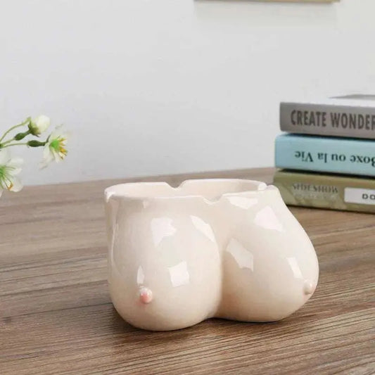 Creative Ceramic Funny Breast Body Art Ashtray - Smoking Accessories Good Vibrations Adult Super Store