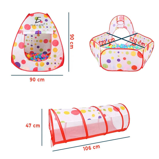 Fun and Learning 3-in-1 Playgrounds for Kids Ball Pit Tunnel Playhouse Good Vibrations