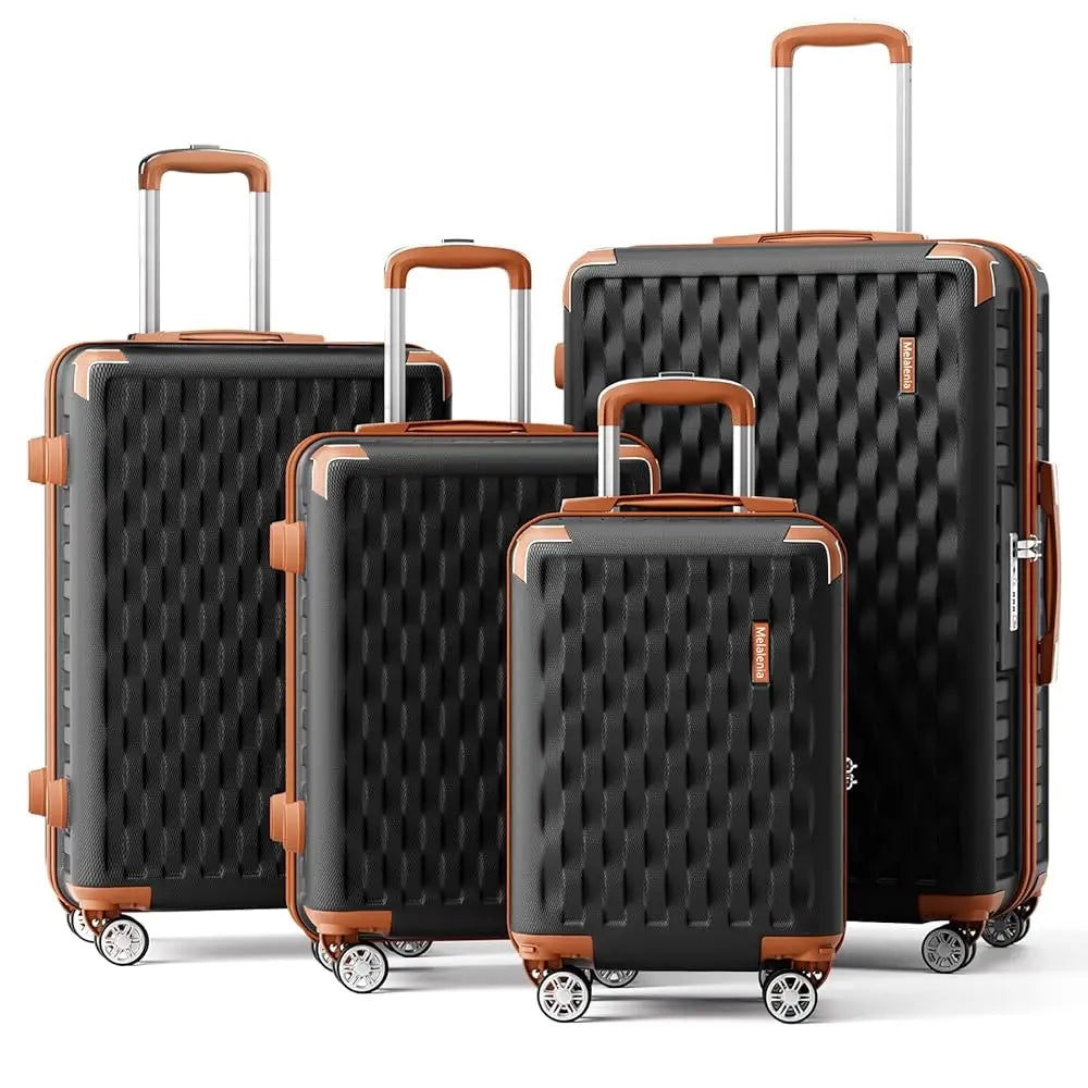 Melalenia Luggage Sets 7 Piece Hard Shell Carry on Suitcase with Spinner Wheels and TSA Lock, Lightweight Travel Duffel Bag Good Vibrations