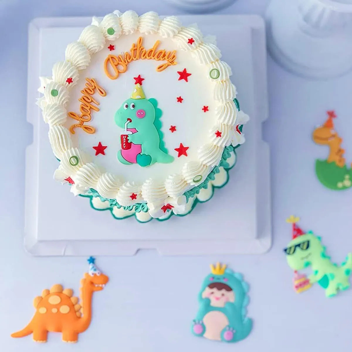 6 PCS Dinosaur Cake Toppers Little Dinosaur Birthday Party Decor Dinosaur Party Favors Three Rex Cake Decoration Party Supplies Good Vibrations