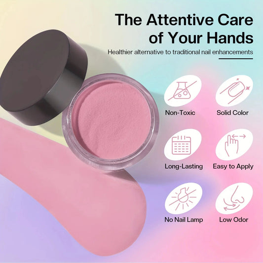 3-in-1 Beige Pink Acrylic Nail Powder Quick Drying Odorless Non-Toxic Easy Blend No Nail Lamp Needed Gift for Women and Girls Good Vibrations