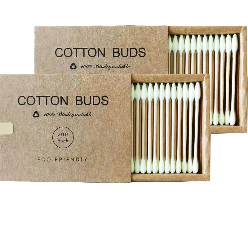 Two boxes of bamboo cotton swabs 400 pcs, organic wooden cotton swabs, suitable for make-up, cleaning wounds, cleaning dirt Good Vibrations