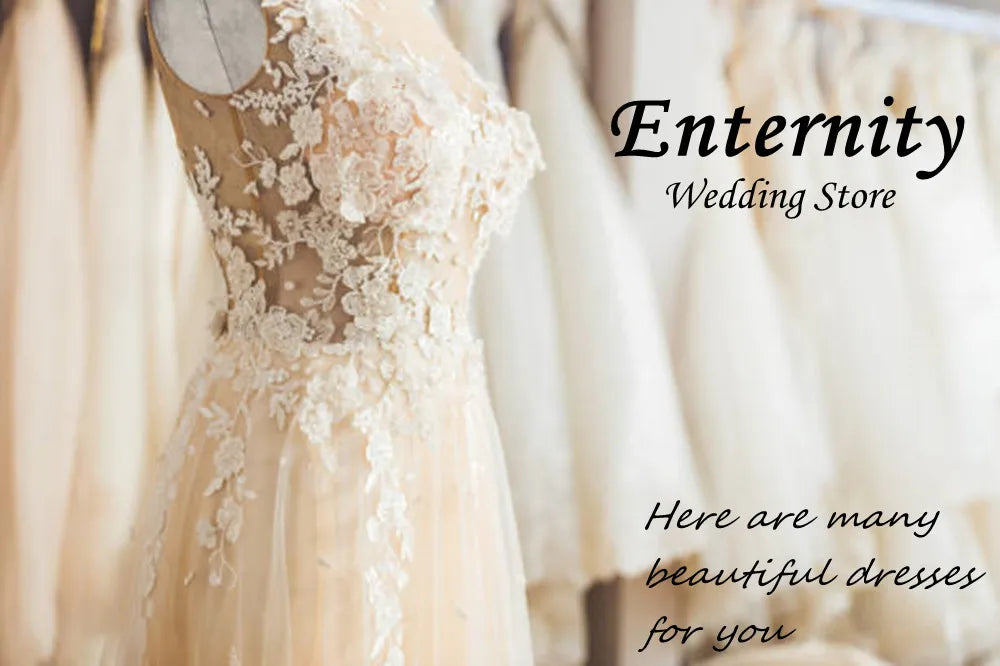Enternity Fashionable A-line Wedding Gown For Bride Full Sleeves Court Train O-neck Lace Appliques vestidos de novia Customized Good Vibrations