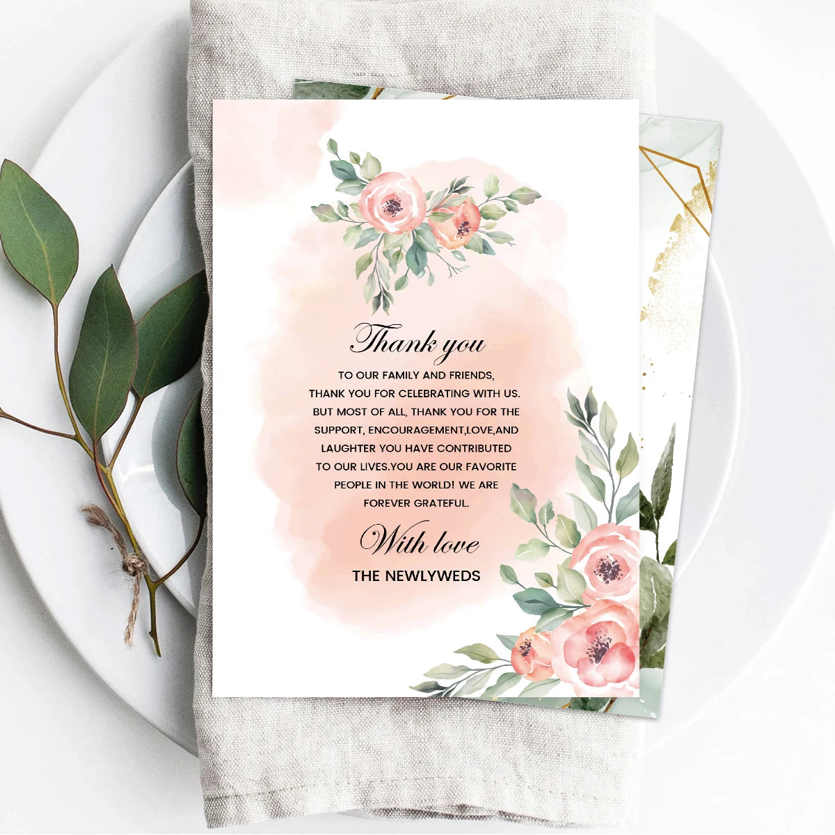 50Pcs Wedding Thank You Cards,Wedding Reception Ceremony Decorations,Party Decorations,Celebration Or Event Decoration Cards Good Vibrations