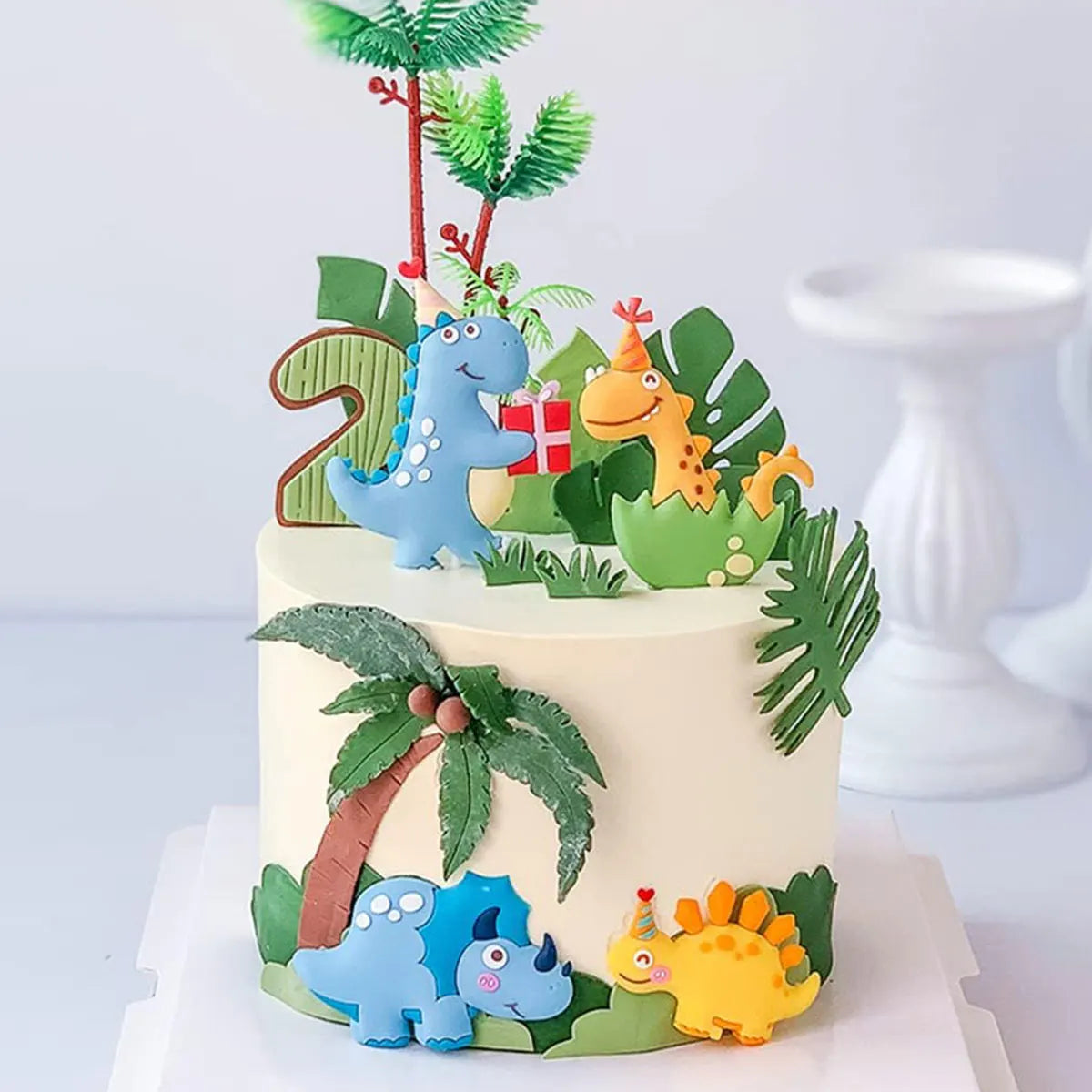 6 PCS Dinosaur Cake Toppers Little Dinosaur Birthday Party Decor Dinosaur Party Favors Three Rex Cake Decoration Party Supplies Good Vibrations