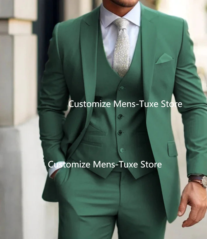 Men's Suits Grey Costume Homme Slim Fit Formal Wedding Outfits 3 Piece Jacket Pants With Vest Custom Made 2024 Good Vibrations