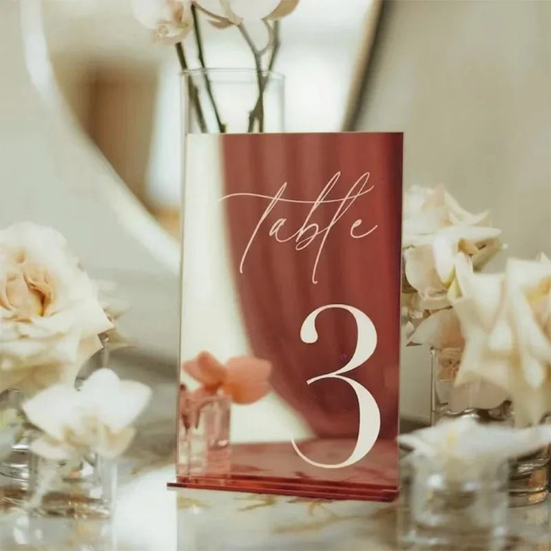 Mirror Silver Wedding Table Numbers With Stand Wedding Table Decor Acrylic Luxury Wedding Signage Table Number Stand Good Vibrations