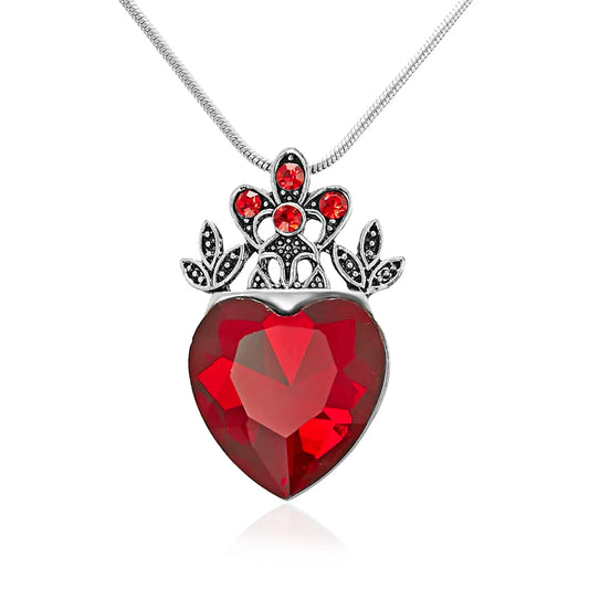 Charm Red Love Heart Crystal Pendant Necklace Classic Luxury Zircon Heart Forever Necklace For Women Fashion Wedding Jewelry Good Vibrations