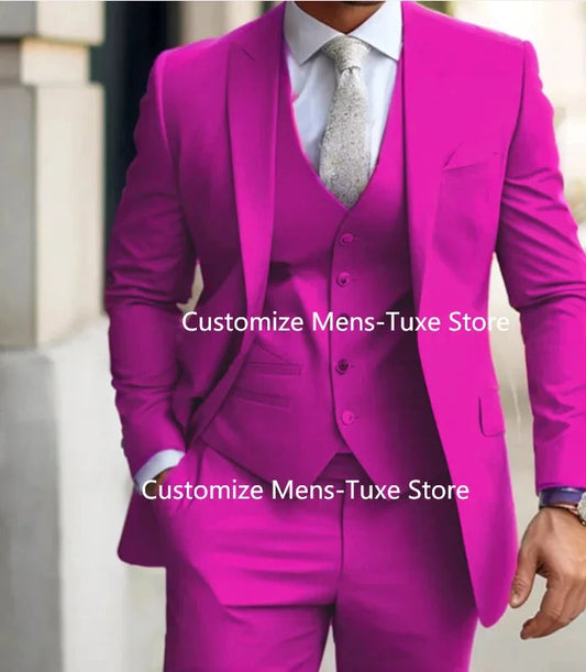 Men's Suits Grey Costume Homme Slim Fit Formal Wedding Outfits 3 Piece Jacket Pants With Vest Custom Made 2024 Good Vibrations