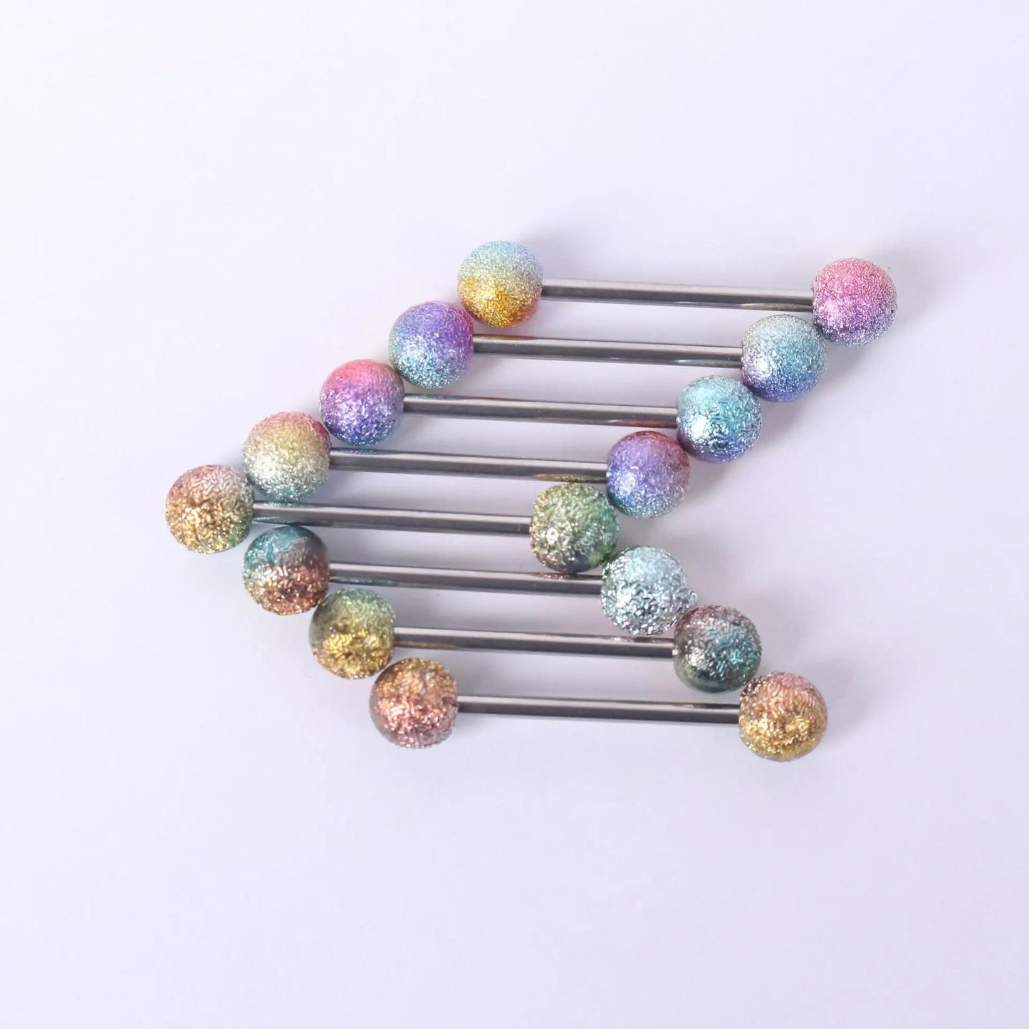6PCS Stainless Steel Glorious Tongue Ring Bulk 14G Nipple Piercing Bar Lot Glitter Tongue Piercing Set Barbell Piercing Jewelry Good Vibrations Adult Super Store