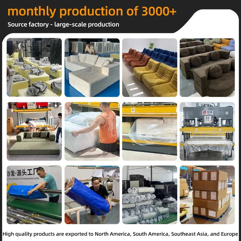 JIYI Modern High-Density Sponge Fabric Sofa Bed Boneless Compressed Vacuum Made in China Living Room Furniture Set Good Vibrations