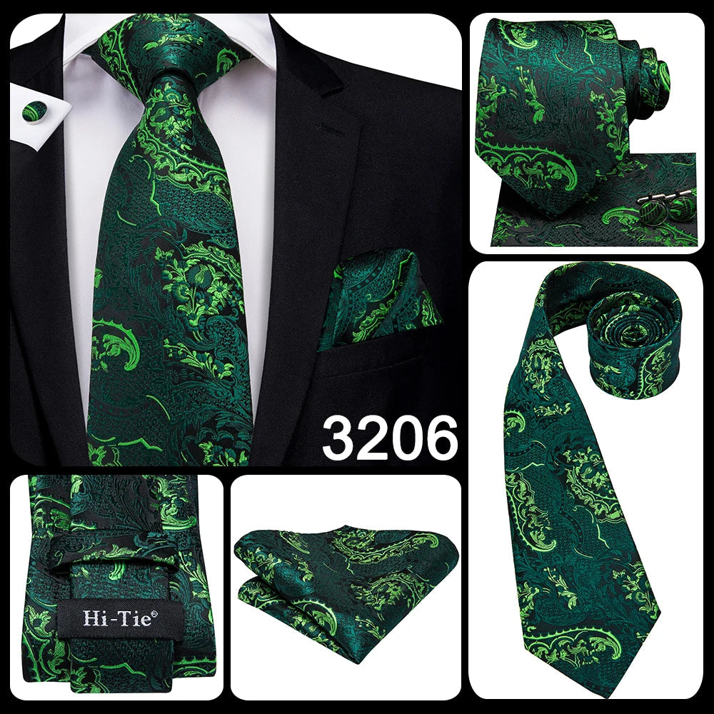 Hi-Tie 8.5cm Business Black Solid Paisley 100% Silk Men's Tie Neck Strip Ties for Men Formal Luxury Wedding Neckties Gravatas Good Vibrations