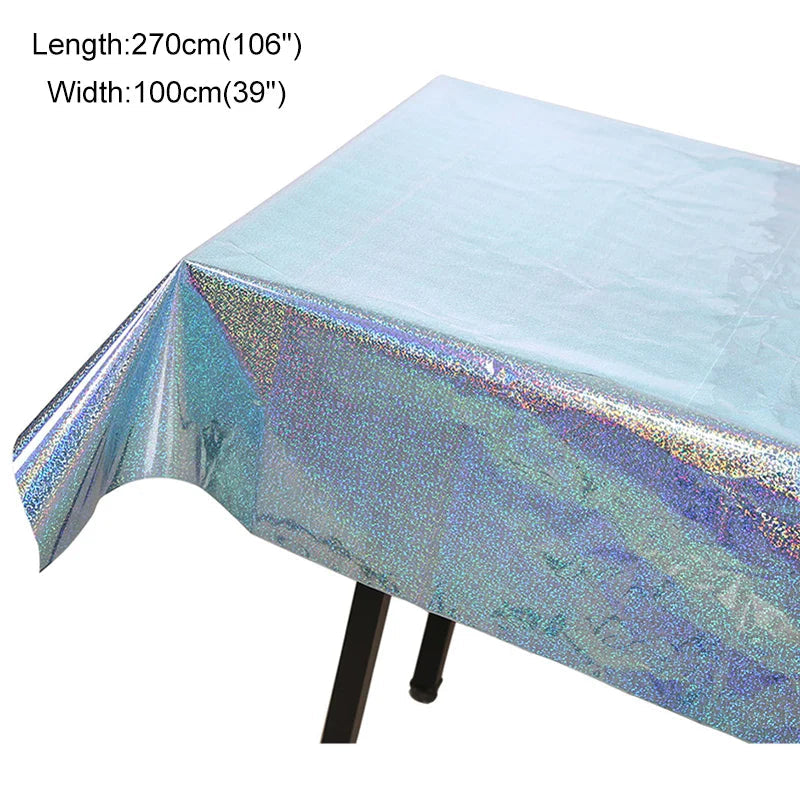Disposable Party Glitter Table Cloth Birthday Rectangular Tablecloth Wedding Birthday Table Cloth Rectangular PVC Waterproof Good Vibrations