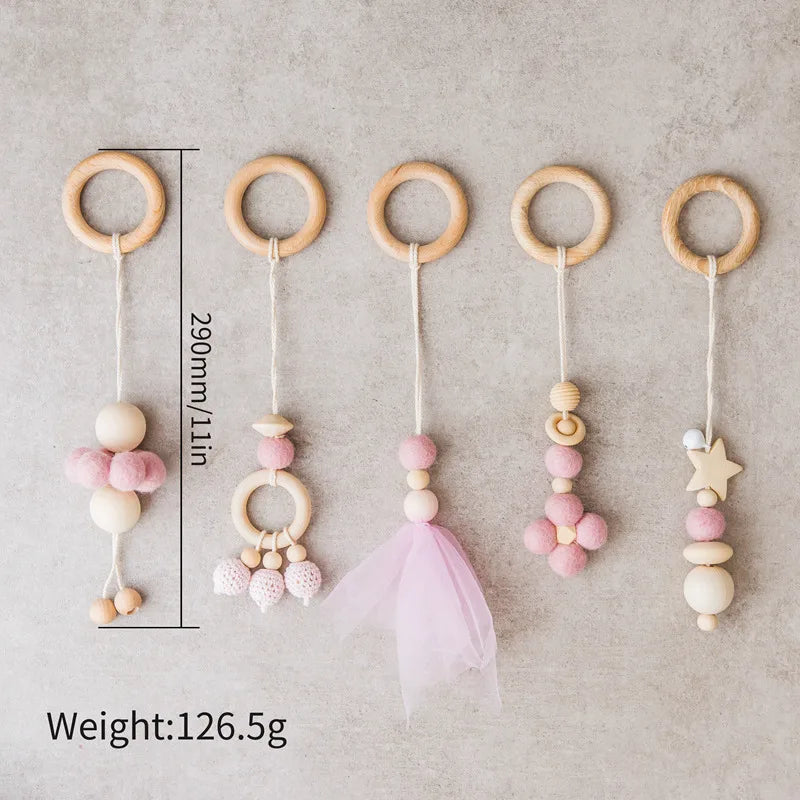 Baby Toys Wooden Play Gym Toys Nordic Baby Room Decor Wood Nursery Sensory Toy Gift Infant Room Clothes Rack Accessories Rattles Good Vibrations