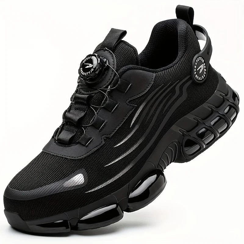 Rotary Button Safety Shoes Men Steel Toe Sneakers Puncture Proof Work Safety Boots Air Cushion Sport Work Shoes Anti-smash Boots Good Vibrations