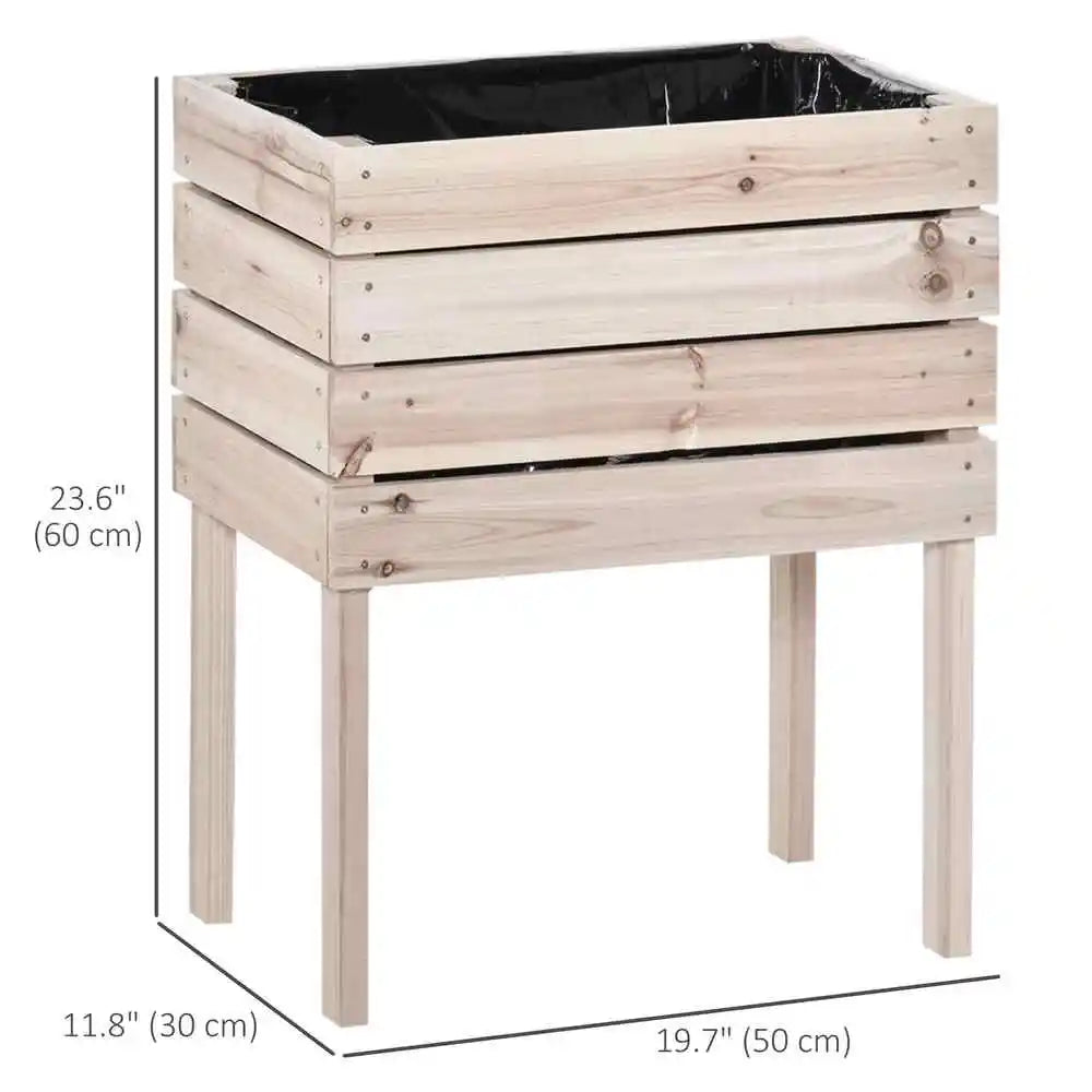 4PCS Raised Garden Bed, Wooden Elevated Planter Box Kit with Bed Liner, DIY Shape, for Flowers Good Vibrations