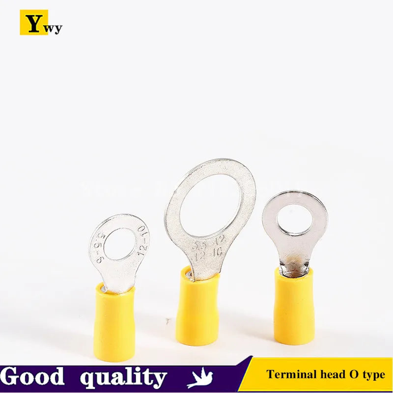 RV terminal 100PCS RV1.25/2/3.5/5.5-3-4-5-6-pre-insulated round terminal head O type red yellow blue black green Good Vibrations