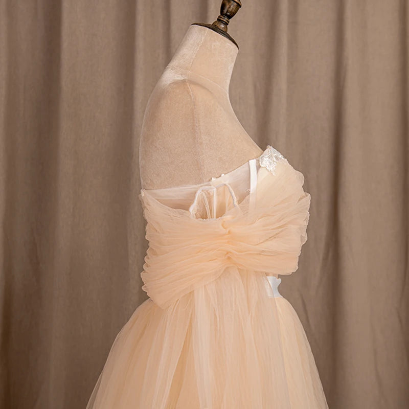 1620# Super Fairy Simple Tulle Wedding Dress Princess Style Vintage Real Photo Factory Price Strapless Off Shoulder wedding gown Good Vibrations