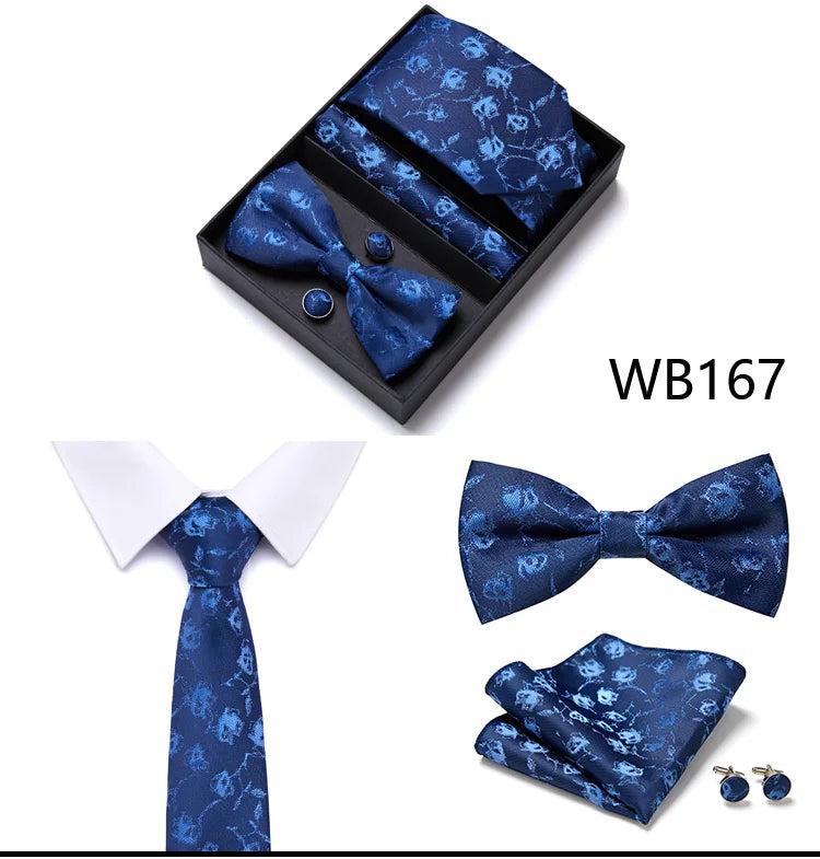 Tie For Men Formal Dress Tuxedo NeckTie Handkerchief Bow Tie Set PlaisyParty Groom Wedding Butterfly Bowtie In Box Good Vibrations