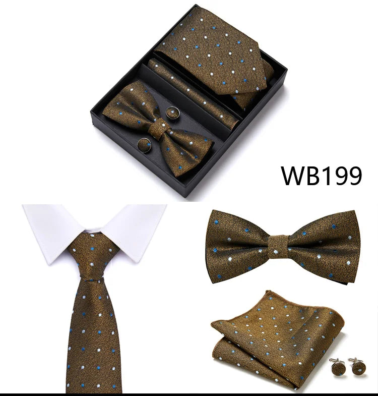 Tie For Men Formal Dress Tuxedo NeckTie Handkerchief Bow Tie Set PlaisyParty Groom Wedding Butterfly Bowtie In Box Good Vibrations
