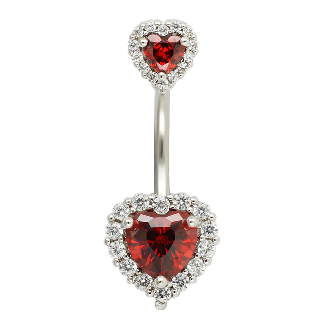 JHJT 14G Heart Belly Button Piercing Navel Ring 316L Surgical Stainless Steel CZ Belly Piercing Ombligo Jewelry for Women Good Vibrations Adult Super Store