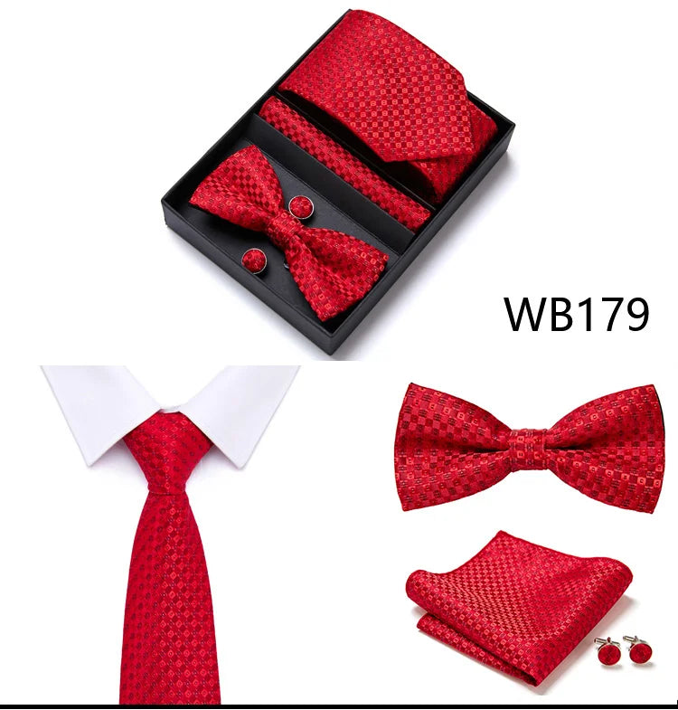 Tie For Men Formal Dress Tuxedo NeckTie Handkerchief Bow Tie Set PlaisyParty Groom Wedding Butterfly Bowtie In Box Good Vibrations