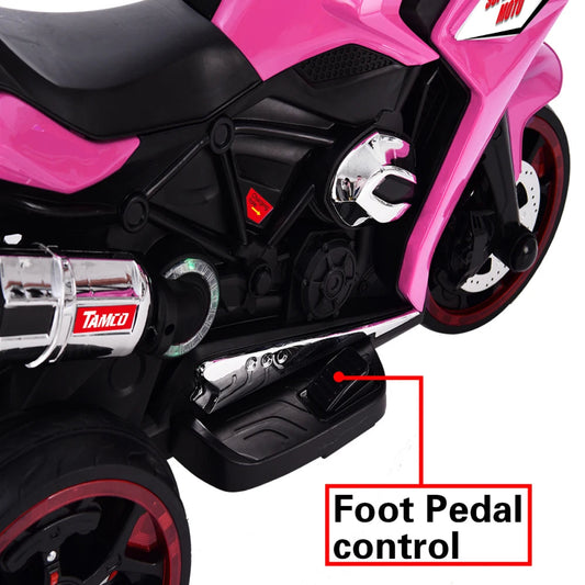 12V Kids Electric Scooter Girls Scooter Children Battery Motor Rechargeable 3 Wheels Electric Motorcycle with Light Wheels Good Vibrations